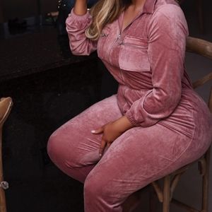 Velour Hazel Jumpsuit Mauve 2X - NWOT